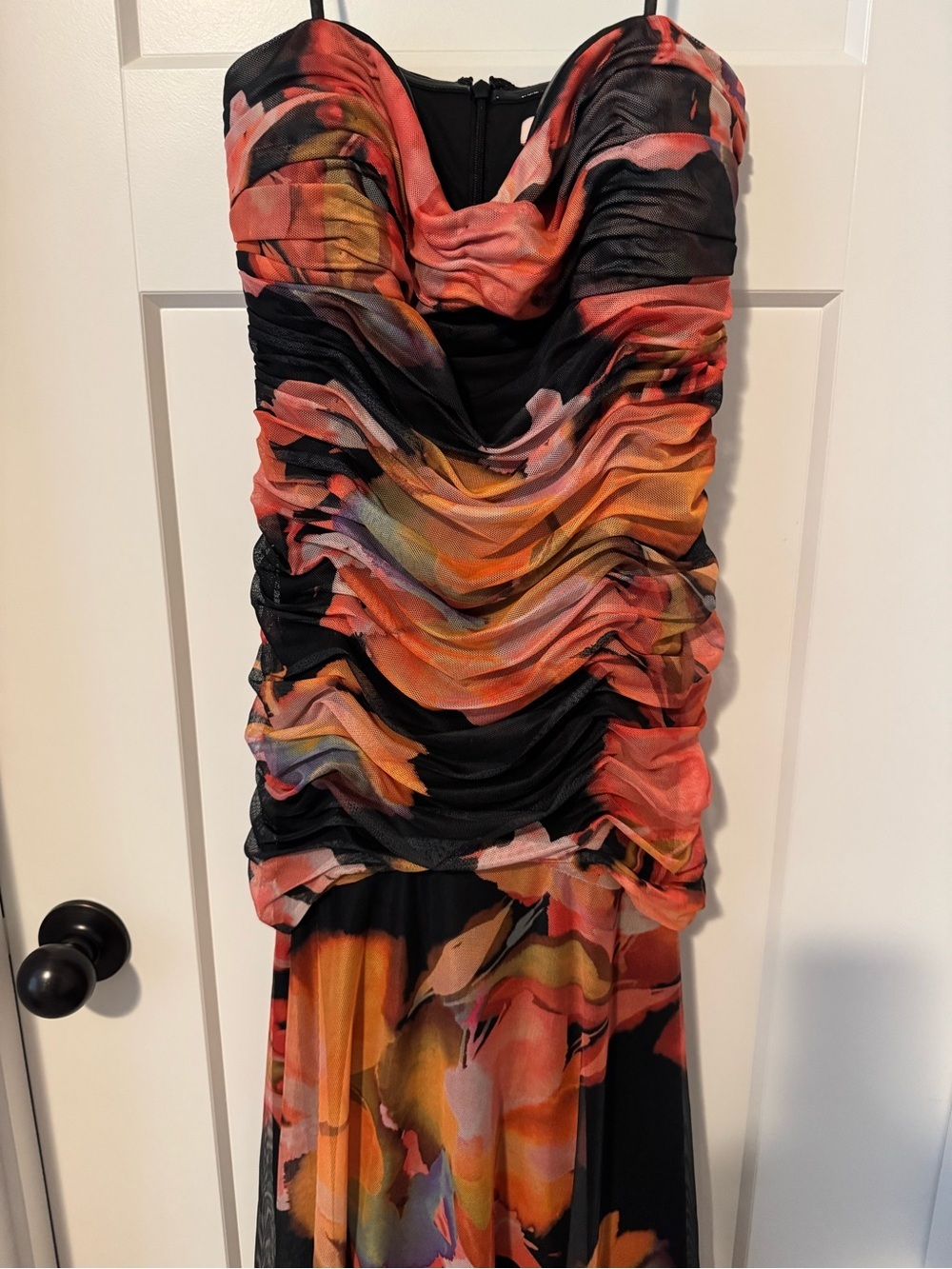 Hutch bonni dress Strapless Floral Ruched Maxi Dress drop waist - Picture 5 of 11
